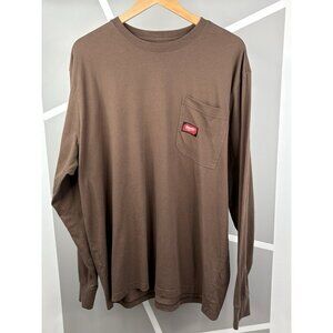 Milwaukee Tools Long Sleeve Crew Neck Pullover Men’s 2XL Brown Pocket